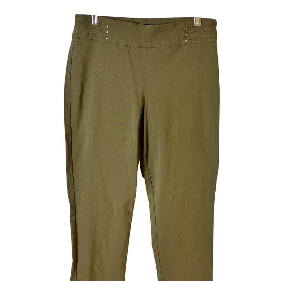 JM Collections Size M Womens Olive Straight Leg Pants Medium Imported - Picture 1 of 6
